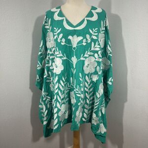 Layerz Clothing Kaftan Top Womens Large Floral‎ Embroidered Boho Blouse